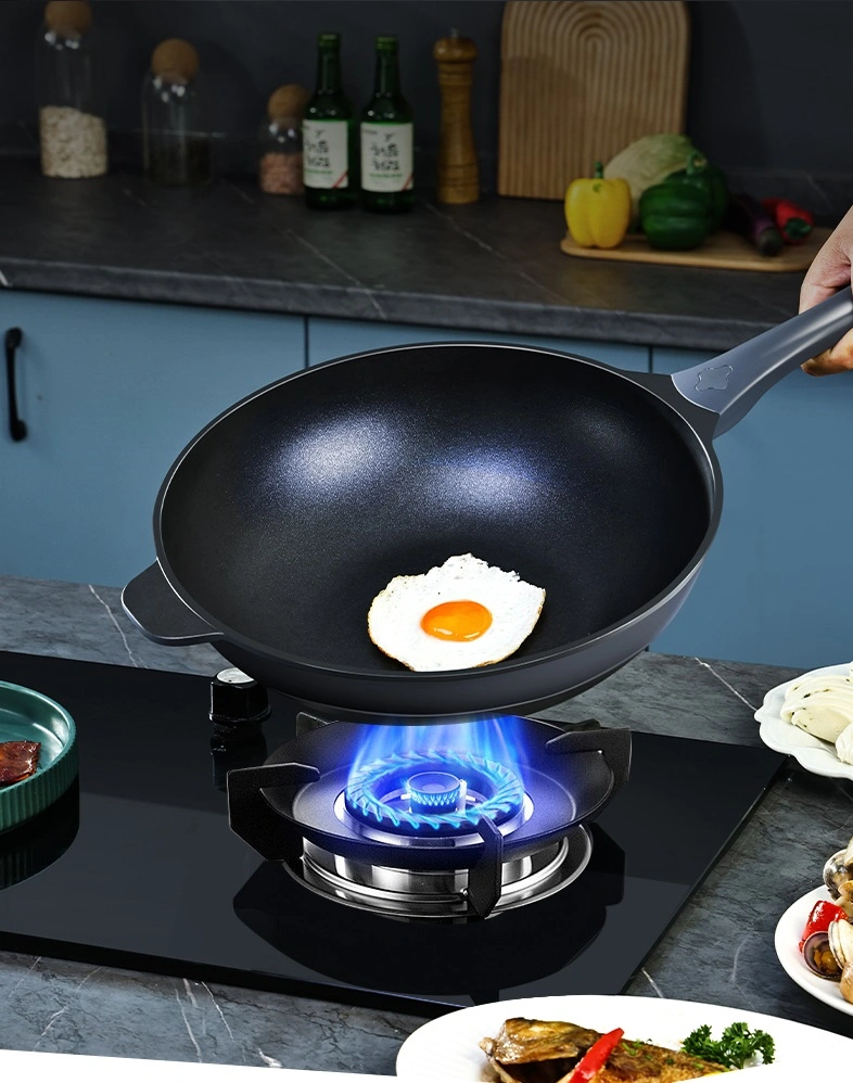 Commercial Gas Die Cast Aluminum Non Stick Low Pressure Cooking Frypan Wok