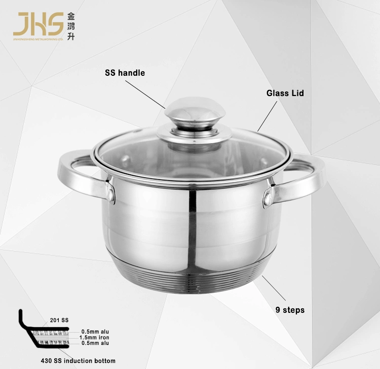 Wholesale 16 18 20 24cm Kitchen Stainless Steel Casserole Stock Cooking Soup Pot