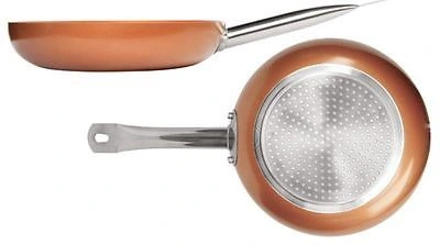 New Design Copper Titanium Coated Non-Stick Egg Fish Skillet Frying Pan with Ss Handle