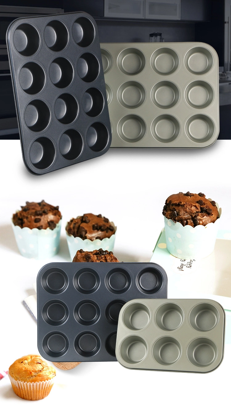 Bulk Home Kitchen Bakeware Small Sizes Carbon Steel Non Stick Baking Pan Mini Small Round Cupcake Muffin Cake Baking Pan