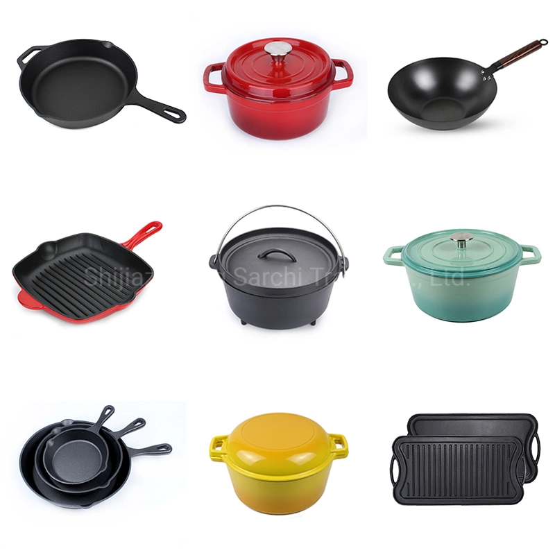 High Quality Custom OEM Iron Casting Cast Iron Dutch Oven Cookware Set Pan Skillet Supplier