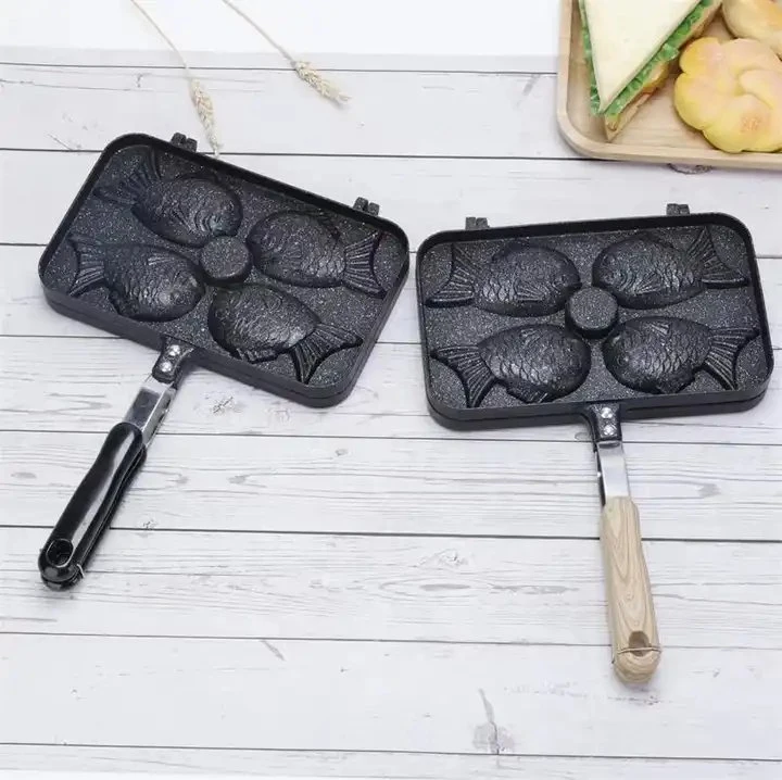 Double Fishes Mini Pancake Non-Stick Plate Baking Breakfast Cookie Omelette Egg Fry Pan
