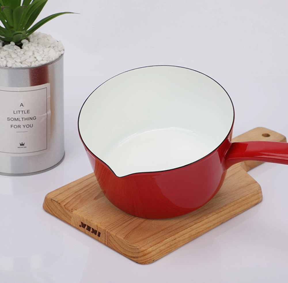 Home Kitchen Enamel Metal Nonstick Sauce Pan Enamel Carbon Steel Saucepan Cooking Milk Pot