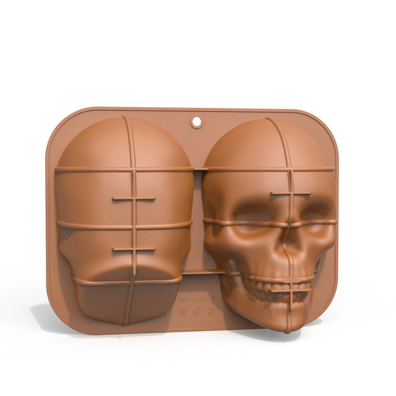 Large 3D Skull Silicone Ice Maker Trays Cake Pan Silicone Gelatin Cakelet Mold Skull Pizza Tin Baking Pan