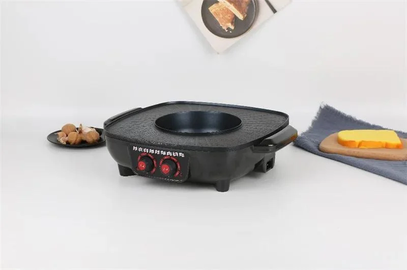 Promotional Price Square Fry Pan with Small Pot Multifunctional Non-Stick 2 in One Electric Hot Pot