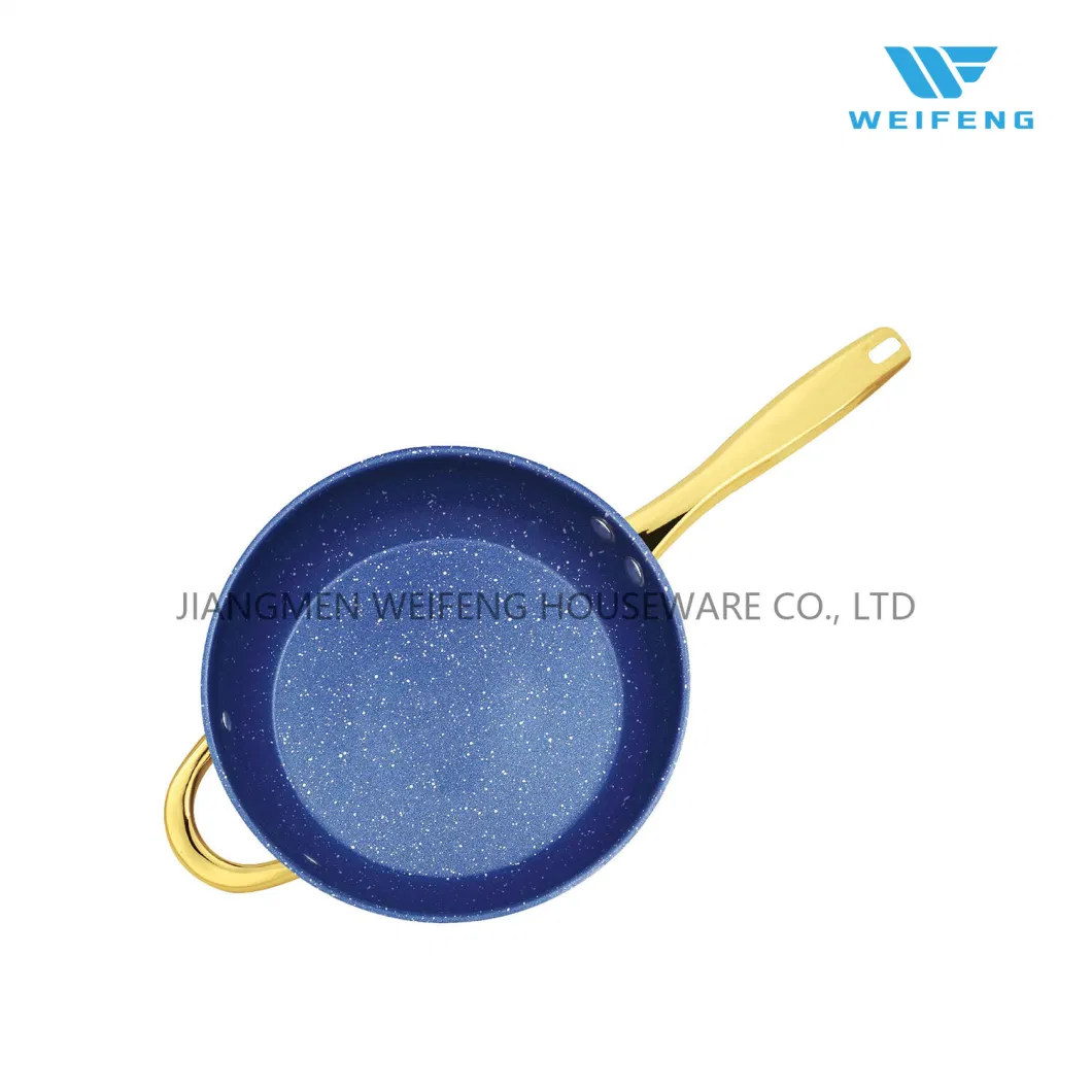 Non Stick Coating Stainless Steel Frying Pan Set with 18K Golden Plated S/S Hollow Handle