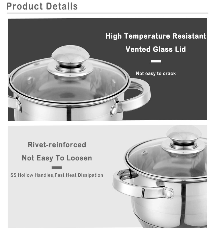 Wholesale 16 18 20 24cm Kitchen Stainless Steel Casserole Stock Cooking Soup Pot