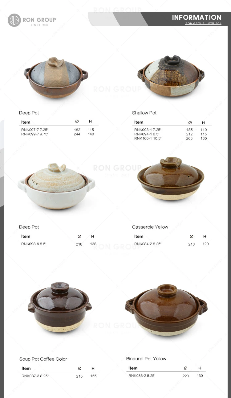 Wholesales Price Hotel Restaurant Wedding Party Kitchenware Cooking Ceramic Soup Pot Cookware