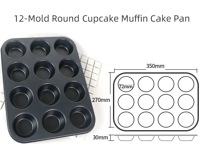 Bulk Home Kitchen Bakeware Small Sizes Carbon Steel Non Stick Baking Pan Mini Small Round Cupcake Muffin Cake Baking Pan