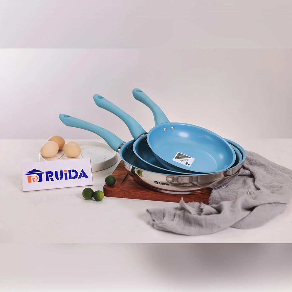 3PCS Stainless Steel Non- Stick Coating Frying Pan