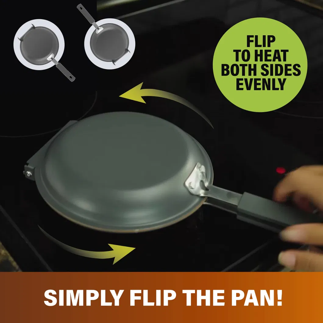 Nonstick-Copper-Pancake Maker Easy-Flip with Double Sided Omelets Frittatas Steel Double Pan