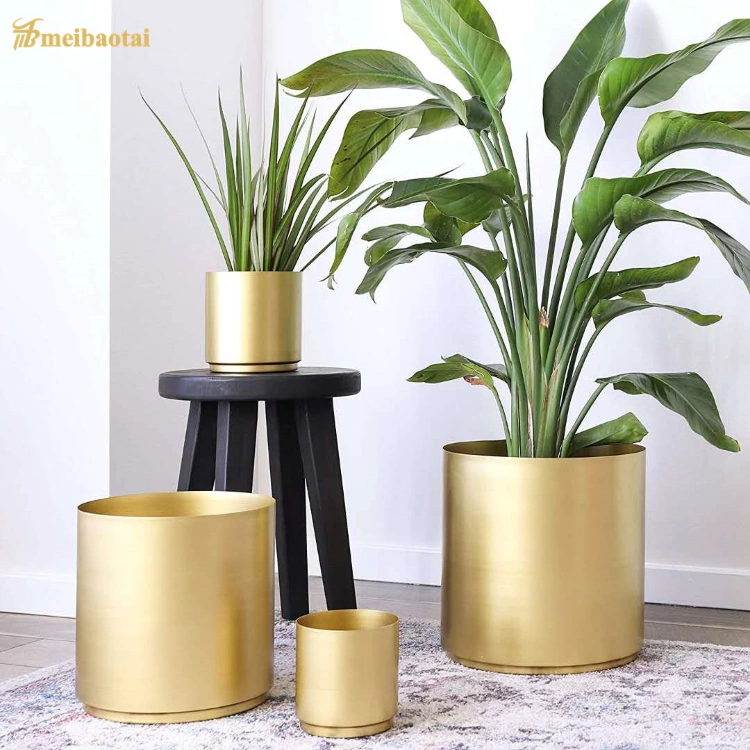 Decorative PVD Golden Color Polish Design Stainless Steel Planter Stand Garden Flower Pot