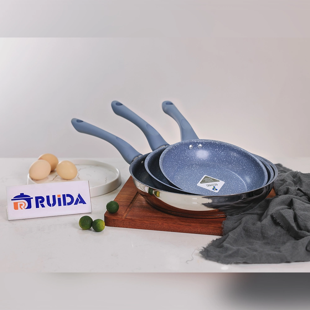 3PCS Stainless Steel Non- Stick Coating Frying Pan