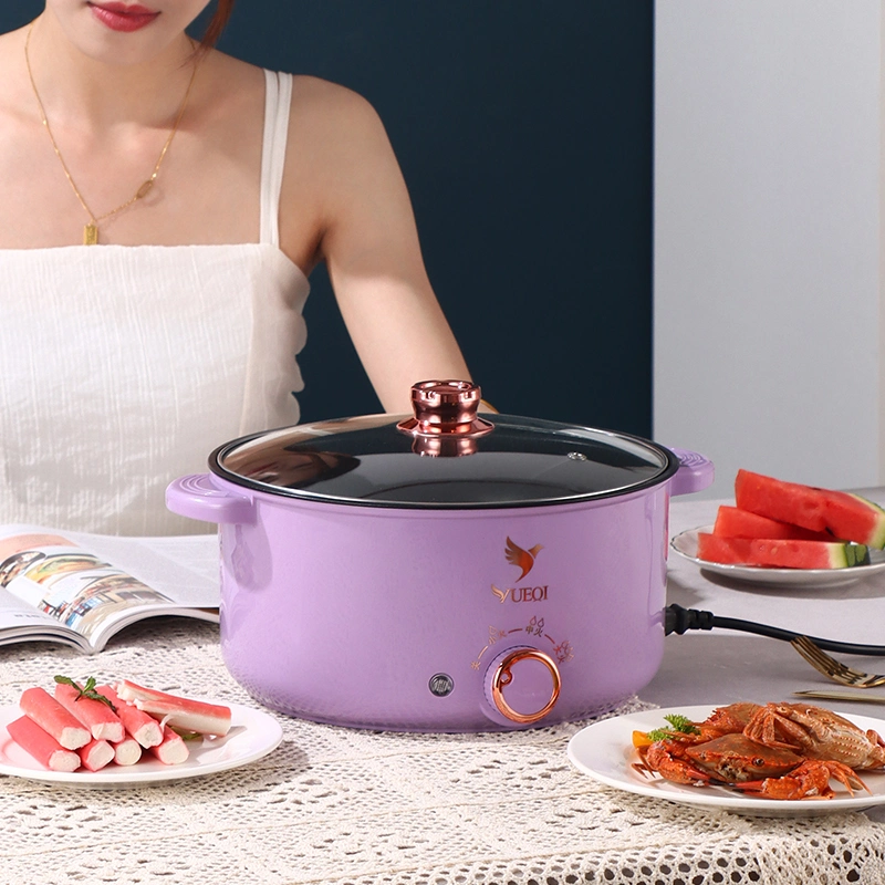 New Purple Charged Plating Part 20cm Multi-Function Non-Stick Surface Electric Hot Pot Electric Frying Pan 2.0L