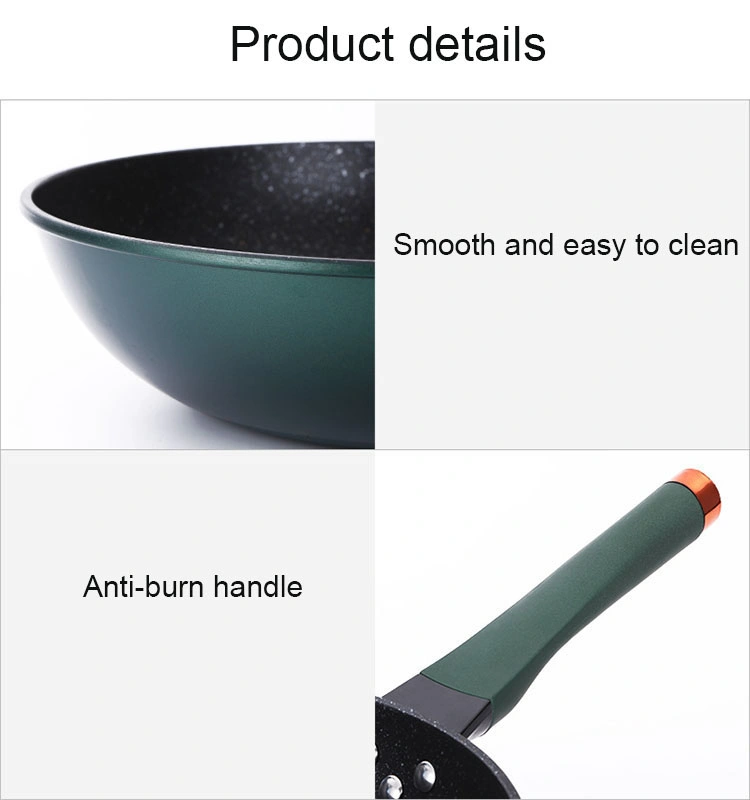 Medical Stone Coating Stick Frying Pan with Heat Resistant Handle