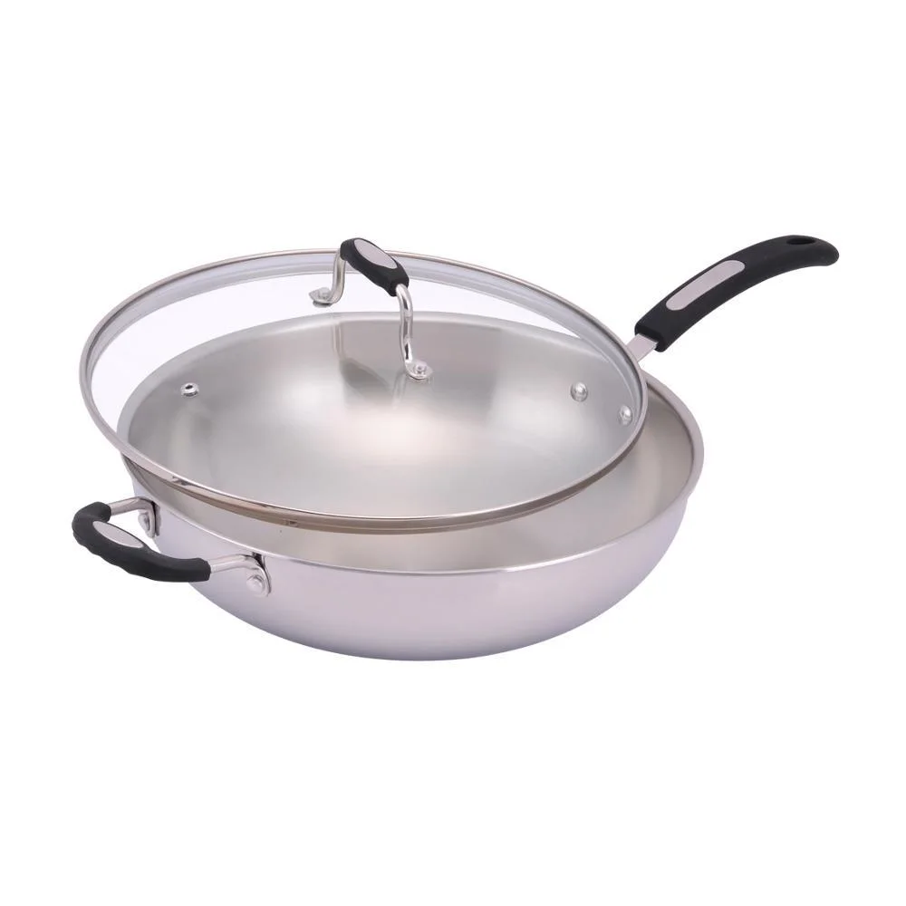 High Quality Triply Stainless Steel Wok Pan, Induction Skillet, Nonstick Coating Available, Cookware Set Stainless Steel Fry Pan Multi Stir Frying Pan