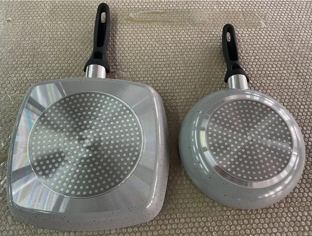 Factory Direct 2PCS Aluminum Square Grill Pan Non Stick Frying Pan Set with Induction Bottom