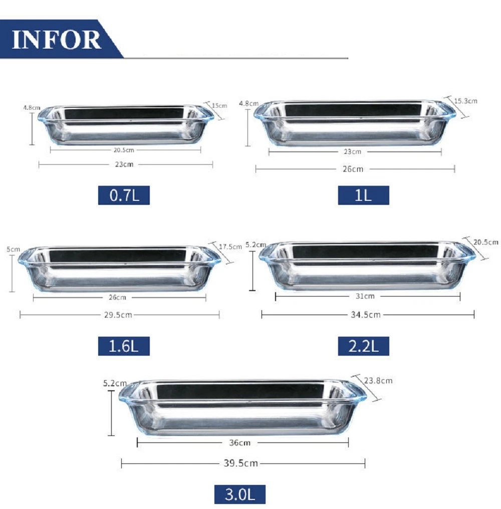 Rectangular Glass Oven Baking Tray Small Glass Baking Dish Oven Cooking Pan Bl17768