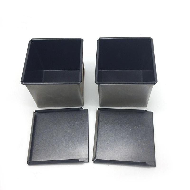 Custom Personalized Mini Small Cube Square Aluminium Aluminized Steel Non Stick Pullman Bread Loaf Baking Pan with Lid
