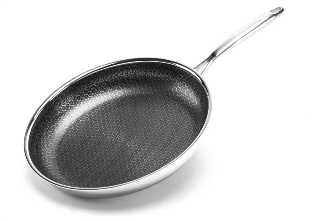Modern Design Tri-Ply Stainless Steel Cookware Non Stick Honeycomb Coating 28cm Frying Pan