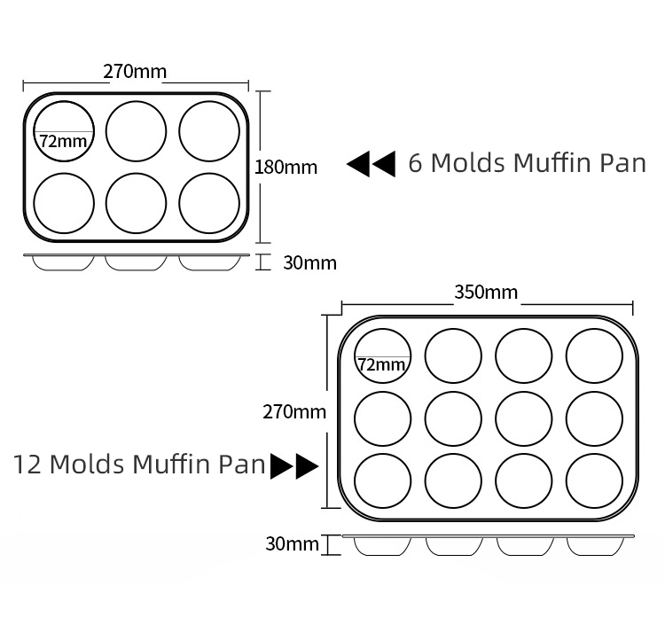 Bulk Home Kitchen Bakeware Small Sizes Carbon Steel Non Stick Baking Pan Mini Small Round Cupcake Muffin Cake Baking Pan