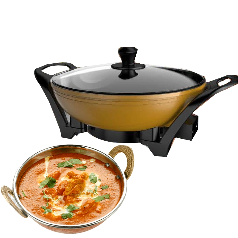 Big Capacity 4L Best Non Stick Coating Electric Wok Frying Pan with Adjustable Control Probe