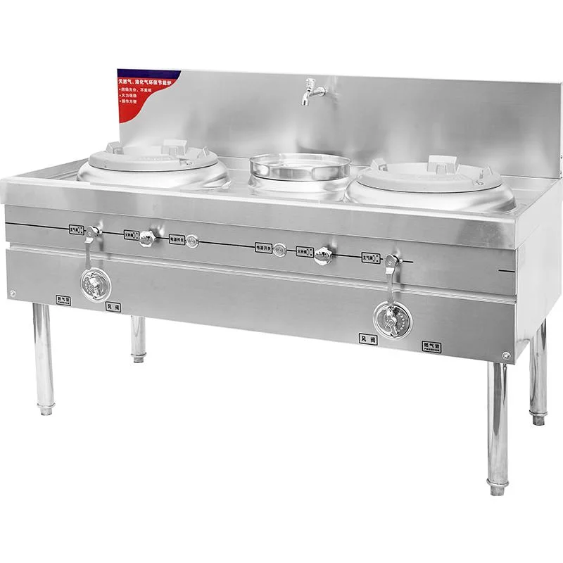 Kitchen Commercial Wok Range Industrial 2 Burners Gas Stove for Chef Restaurants and Hotels
