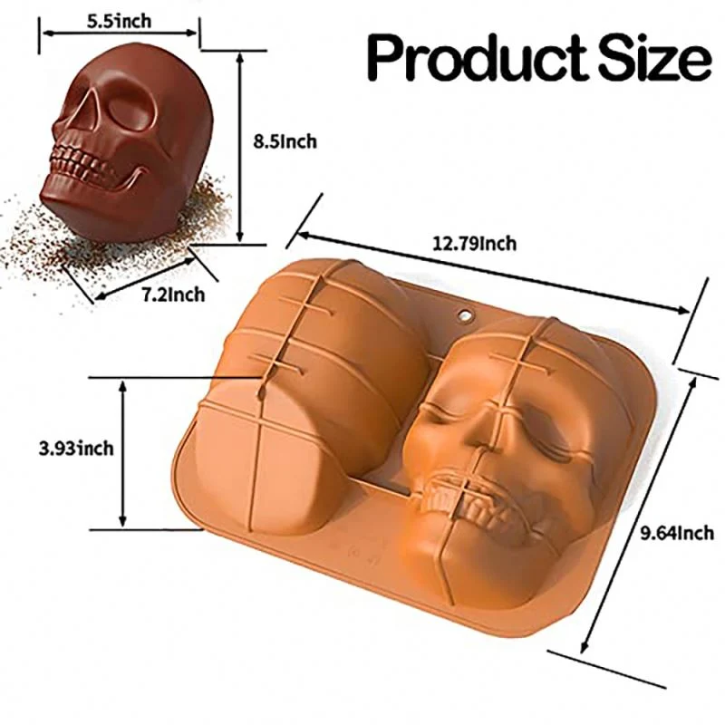 Large 3D Skull Silicone Ice Maker Trays Cake Pan Silicone Gelatin Cakelet Mold Skull Pizza Tin Baking Pan