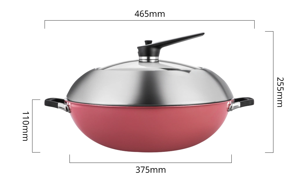 Hot Sales Cookware Stainless Steel Non-Stick Eterna Coating Ceramic Outer Layer 36cm Wok