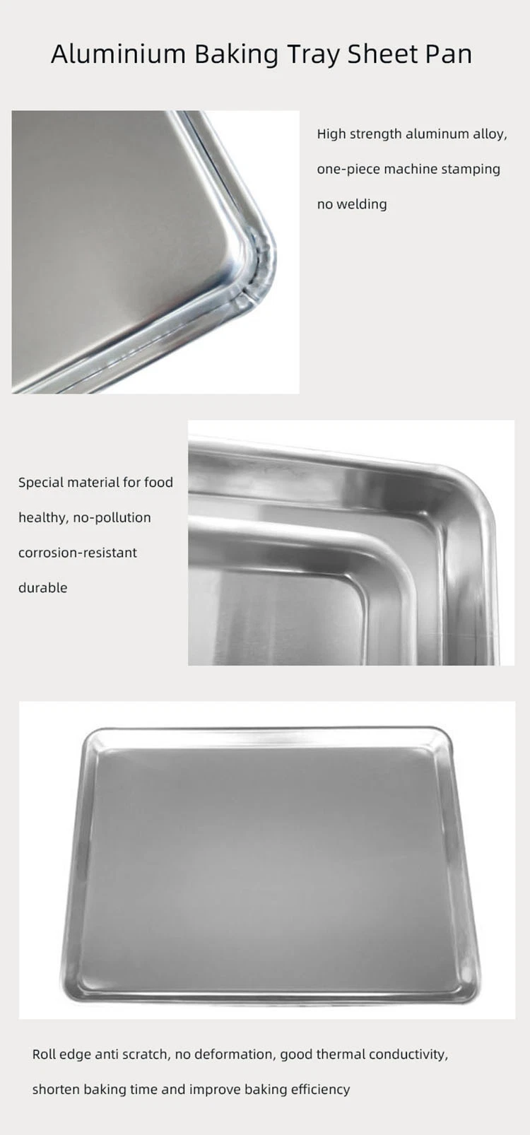 400X600mm Shallow Deep Rectangular Aluminium Bread Cake Cookie Baking Sheet Pan Bakery Oven Pan