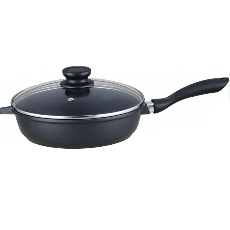 28cm Aluminum Skillet Deep Fring Pan Non Stick Fry Pan with Glass Lid