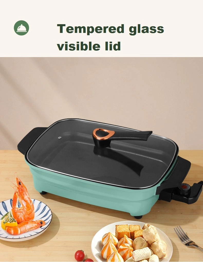 Rectangle 40X30cm Electric Frying Pan Large Capacity 1800W