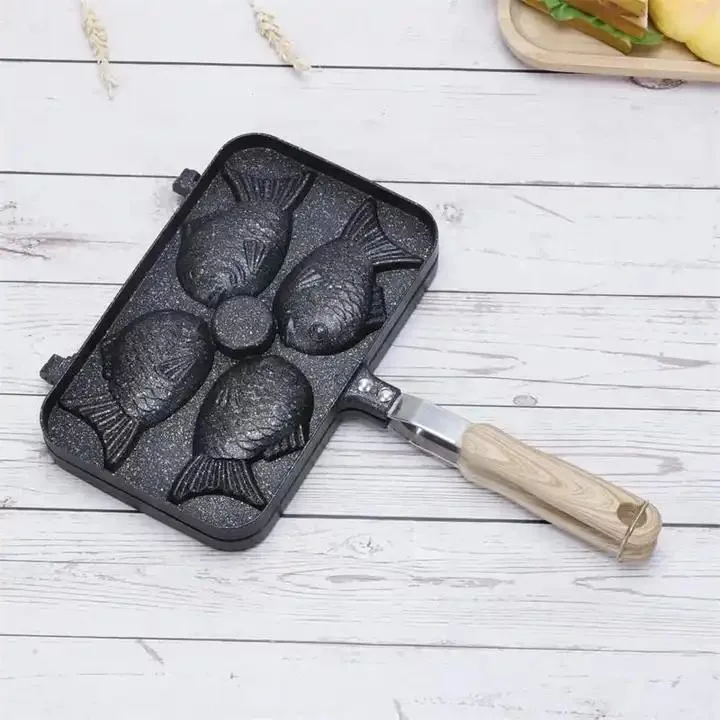 Double Fishes Mini Pancake Non-Stick Plate Baking Breakfast Cookie Omelette Egg Fry Pan