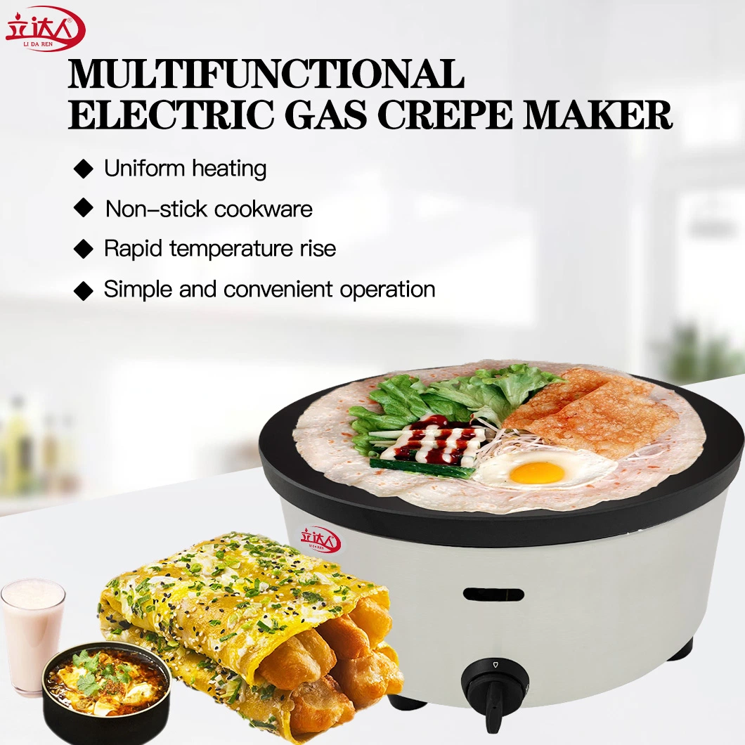 CE Approved Commercial Gas Griddle &amp; Crepe Maker, Non-Stick Gas Crepe Pan Round Portable Cast Iron Crepe Maker Use for Blintzes, Eggs, Pancakes, Crepe Machine