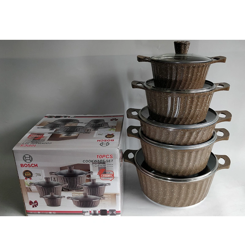 Whole Sale New 10 PCS Die-Cast Aluminum Kitchen Cookware Sets Nonstick Ceramic Cooking Pot