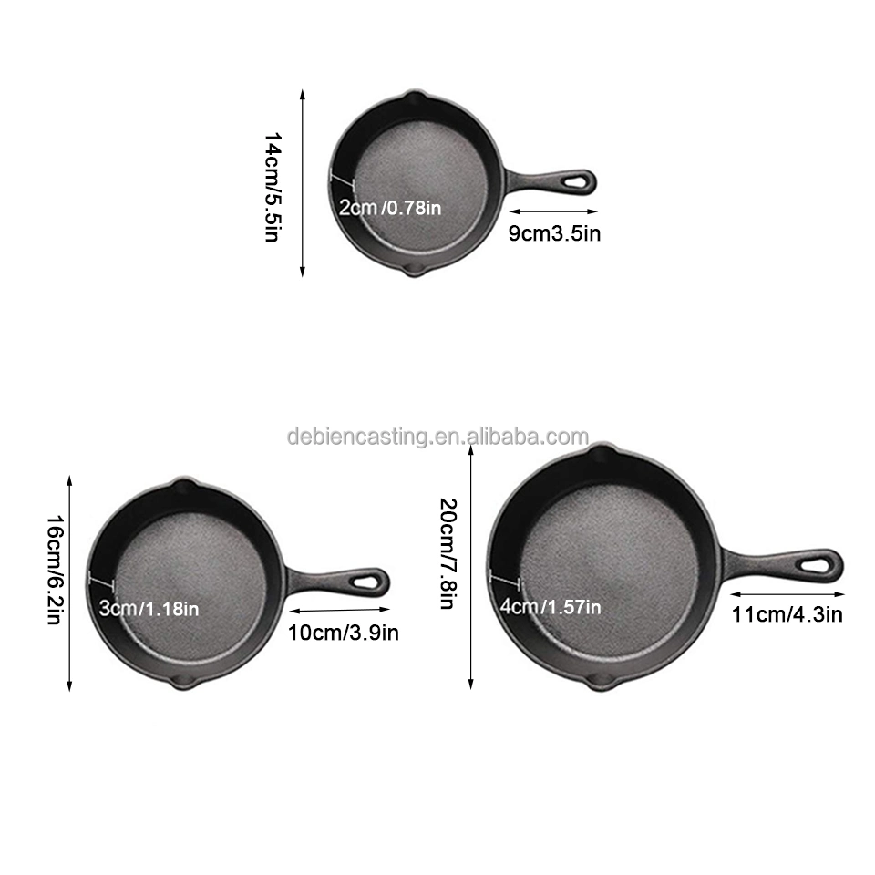 Pre-Seasoned Cast Iron Saucepan Fry Deep Pan with Lid and Long Handle Black Fry Pan Grill Pan