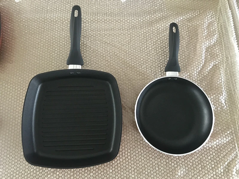 Factory Direct 2PCS Aluminum Square Grill Pan Non Stick Frying Pan Set with Induction Bottom