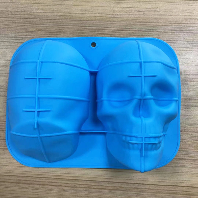 Large 3D Skull Silicone Ice Maker Trays Cake Pan Silicone Gelatin Cakelet Mold Skull Pizza Tin Baking Pan