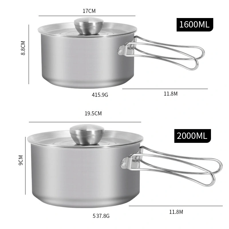 9PCS Outdoor Camping Hiking Cookware Set Portable Stainless Steel Kitchen Cooking Pan