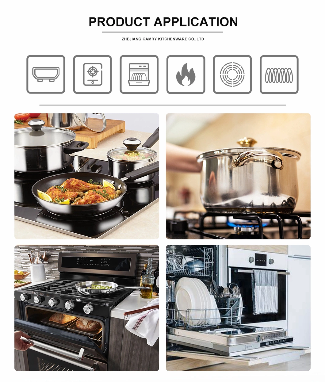 Induction Kitchen Cookware Sets 8PCS Non Stick Frying Pans Saucepan