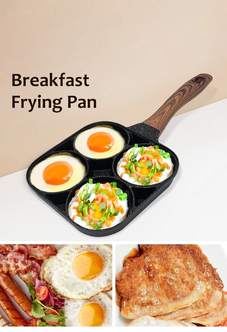 Four-Hole Frying Pot Thickened Omelet Pan Non-Stick Egg Pancake Steak Pan Cooking Egg Ham Pans Breakfast Maker