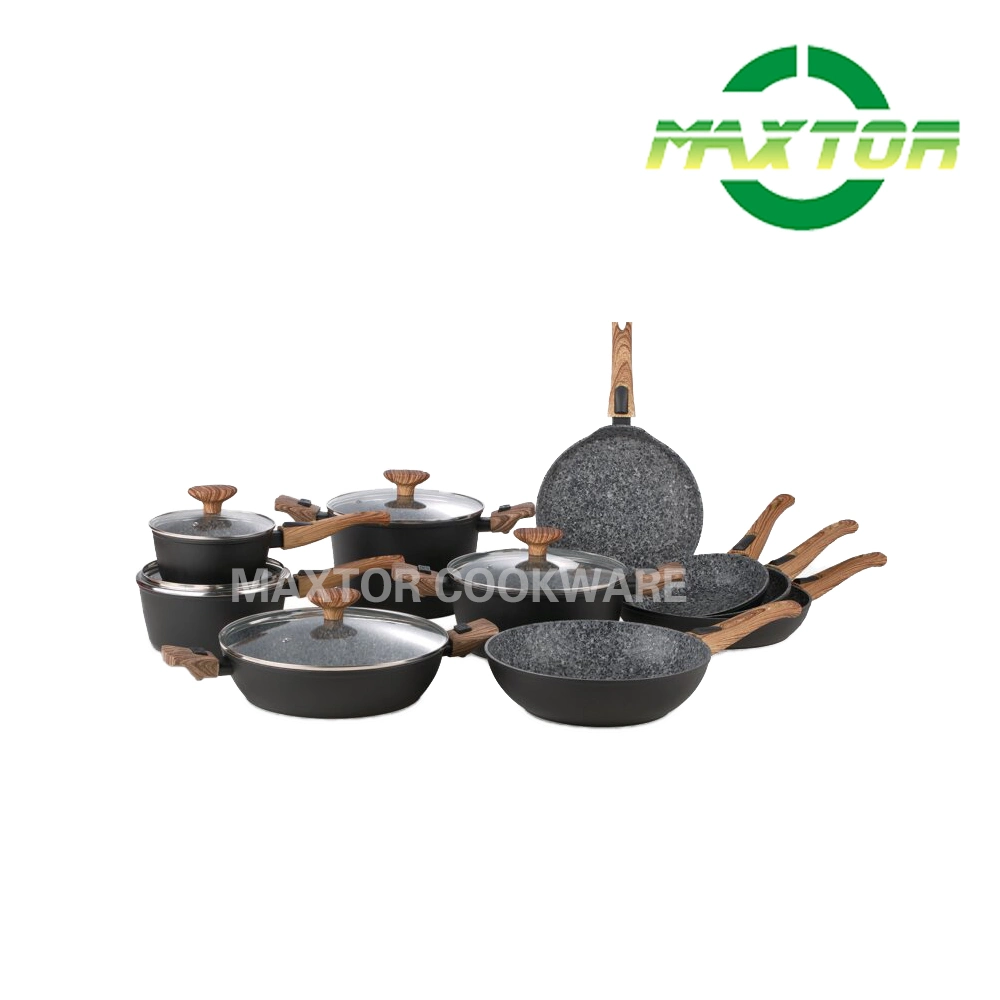 10PCS Non Stick Cookware Set Granite Coating Interior Matte Finish Exterior Pots and Pans Aluminum Forged Cookware Set with Induction Bottom