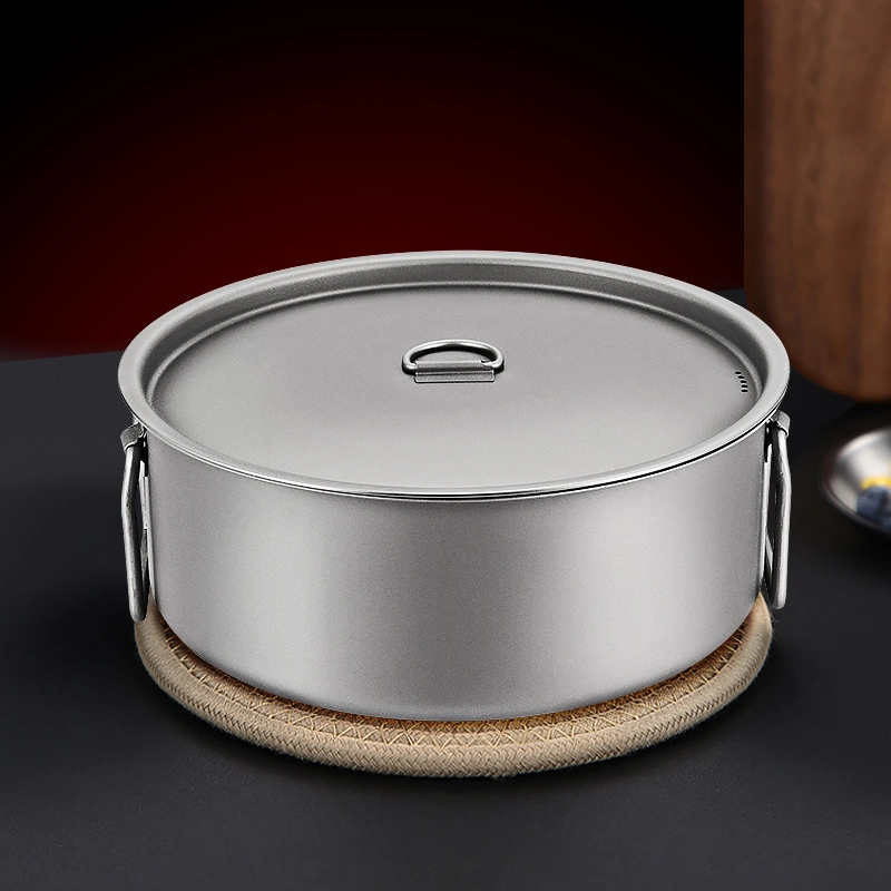 Family Outdoor Camping Durable Portable Pure Titanium Soup Pot Pan