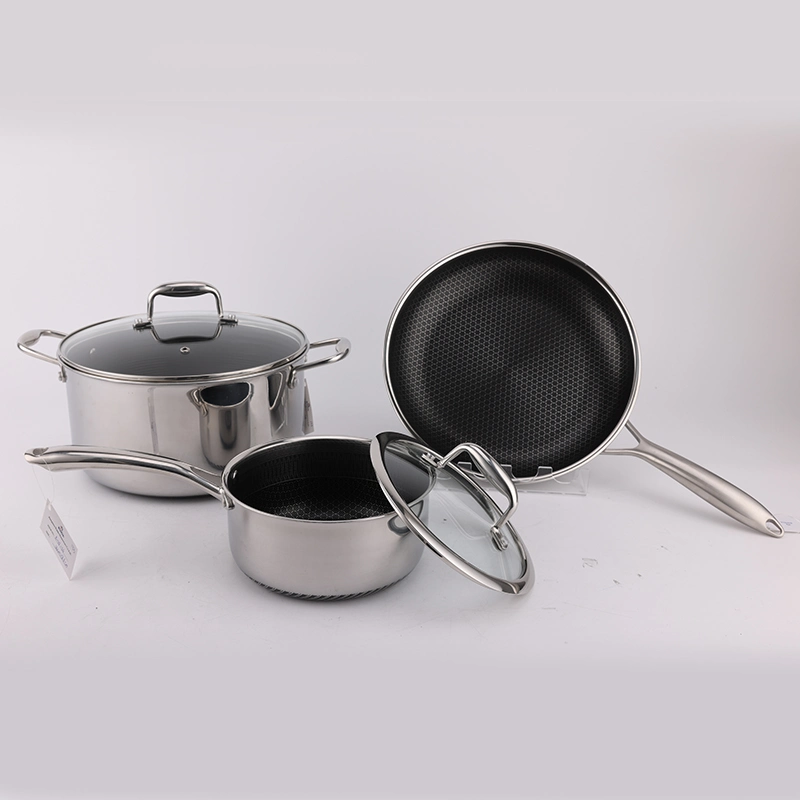 3 Layers Stainless Steel Frypan with No-Stick Coating
