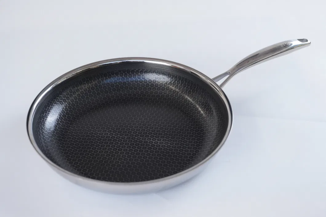 2024 Best Selling Cookware Tri-Ply Stainless Steel Ceramic Honey Comb Non-Stick Pfoa &amp; Pfas Free Frying Pan