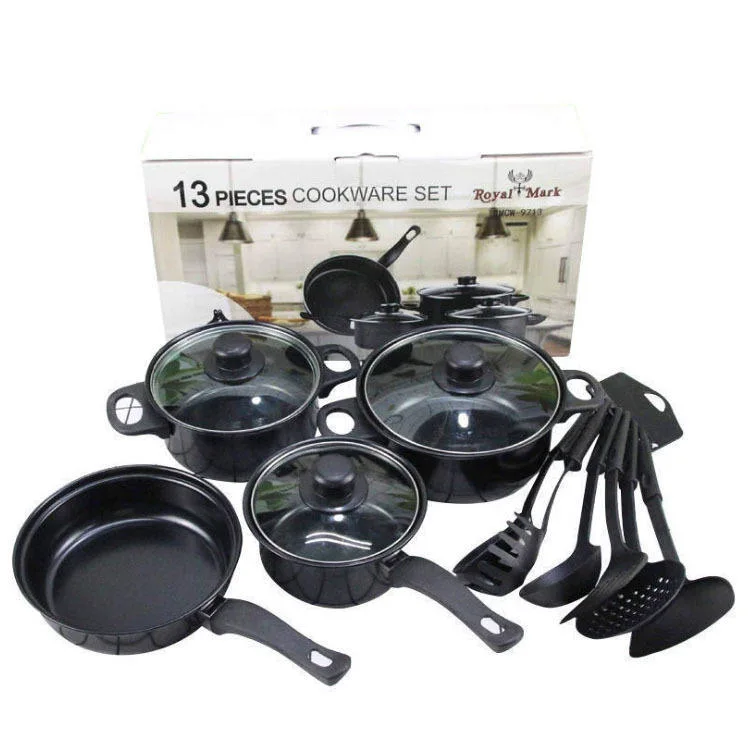 Cookware Sets Frying Pan Custom Soup Pot with Lid Carbon Steel Material