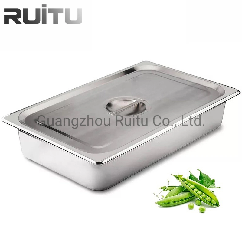 Food Bain Marie Container Kitchen Full Size Pans Chafing Dish Tray with Lid Gn1/3 1/2 1/4 1/6 1/9 1/1 Stainless Steel Steam Table Hotel Gastronorm Pan