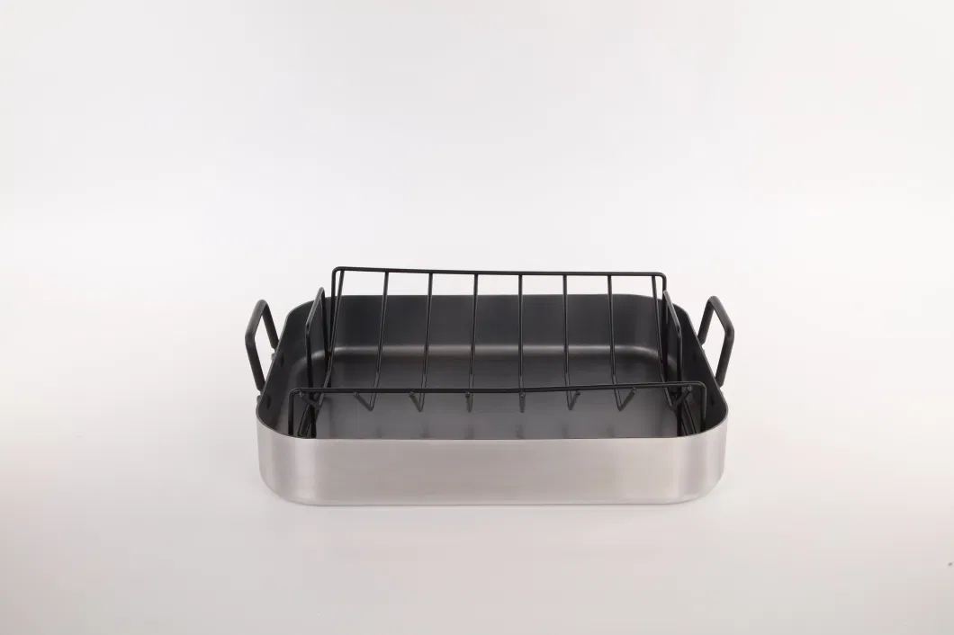 Home Kitchen Oval Roaster Pan Carbon Steel Non Stick Turkey Roaster Pan with Baking Rack