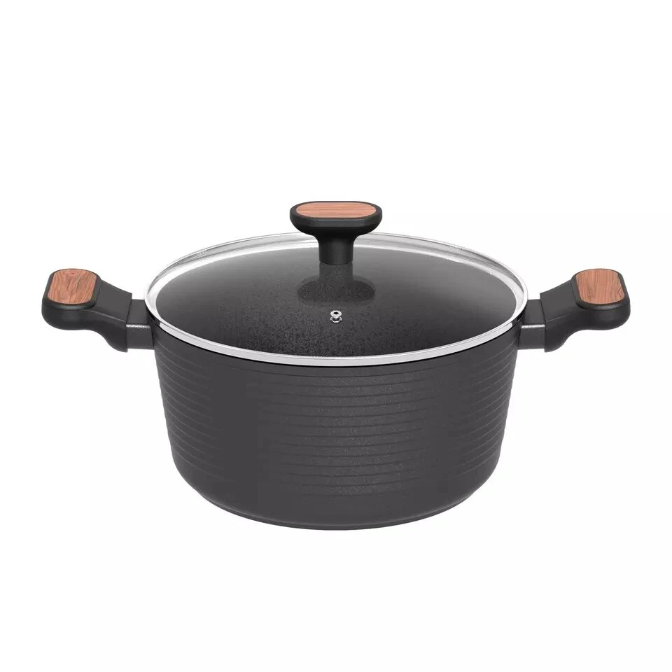 Line Style Series Black Aluminium Cookware Sets Withsoft Touch Bakelite Handle Pots and Pans with Induction Bottom