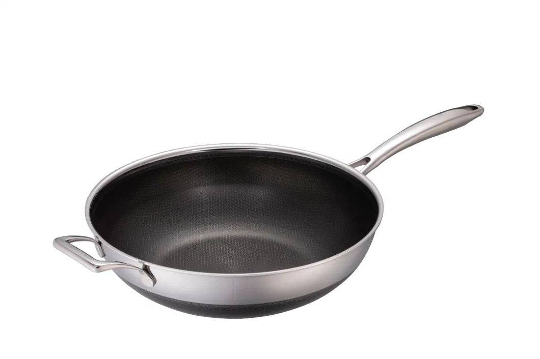 Hot Sales Cookware Stainless Steel Non-Stick Double Layers Coating Wok